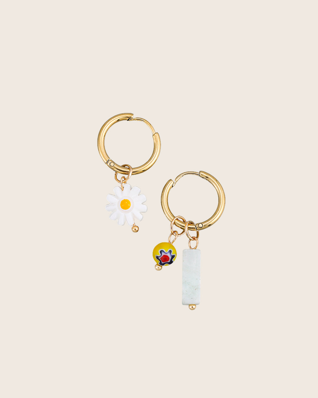 Asymmetry Daisy Drop Earrings