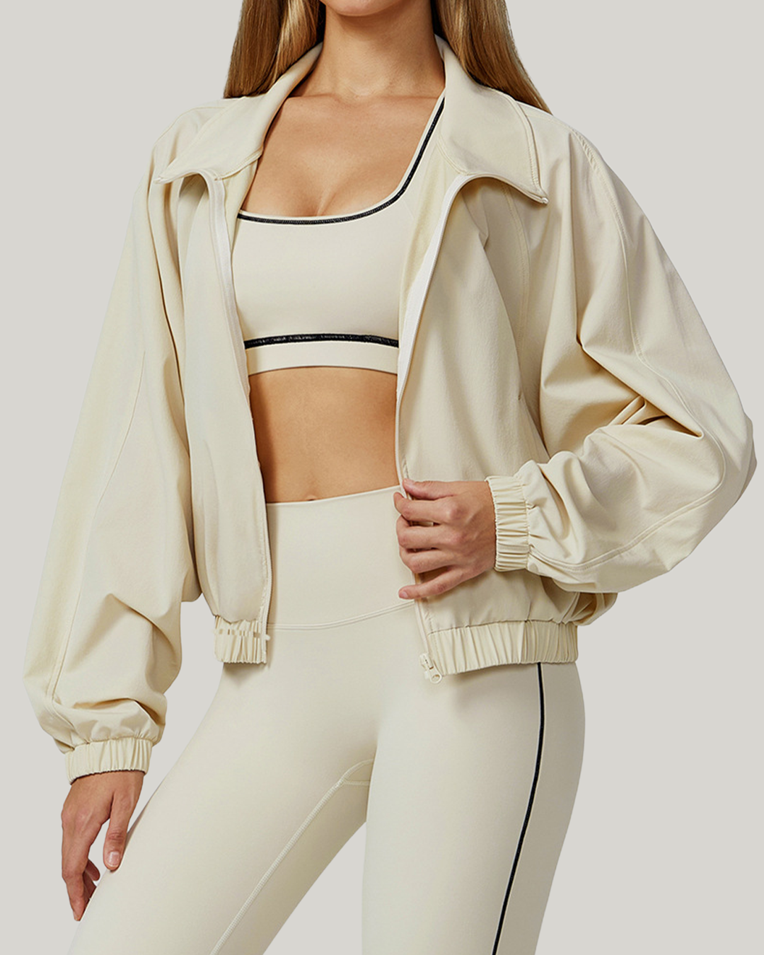 Windbreaker Zip Jacket Cream