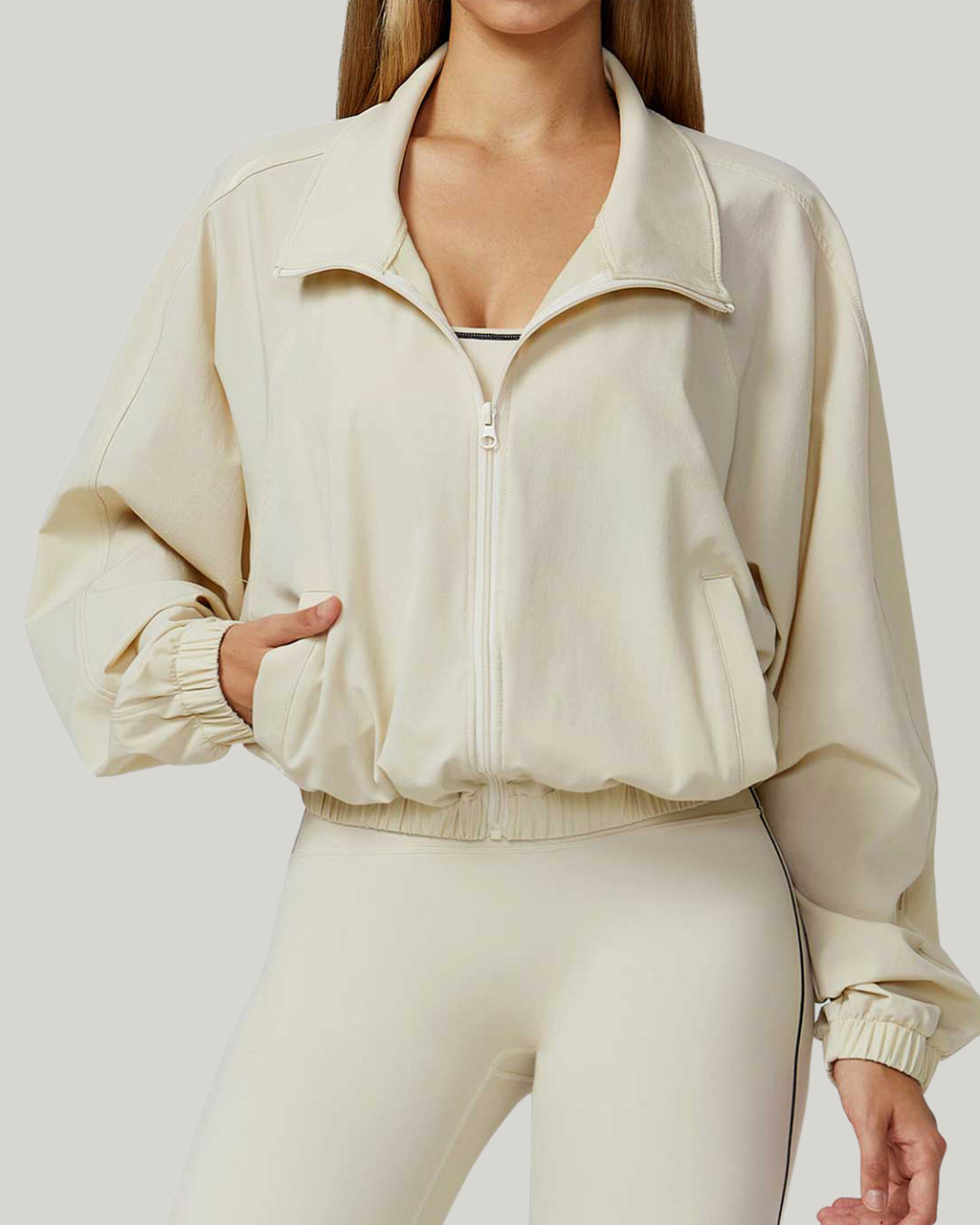 Windbreaker Zip Jacket Cream