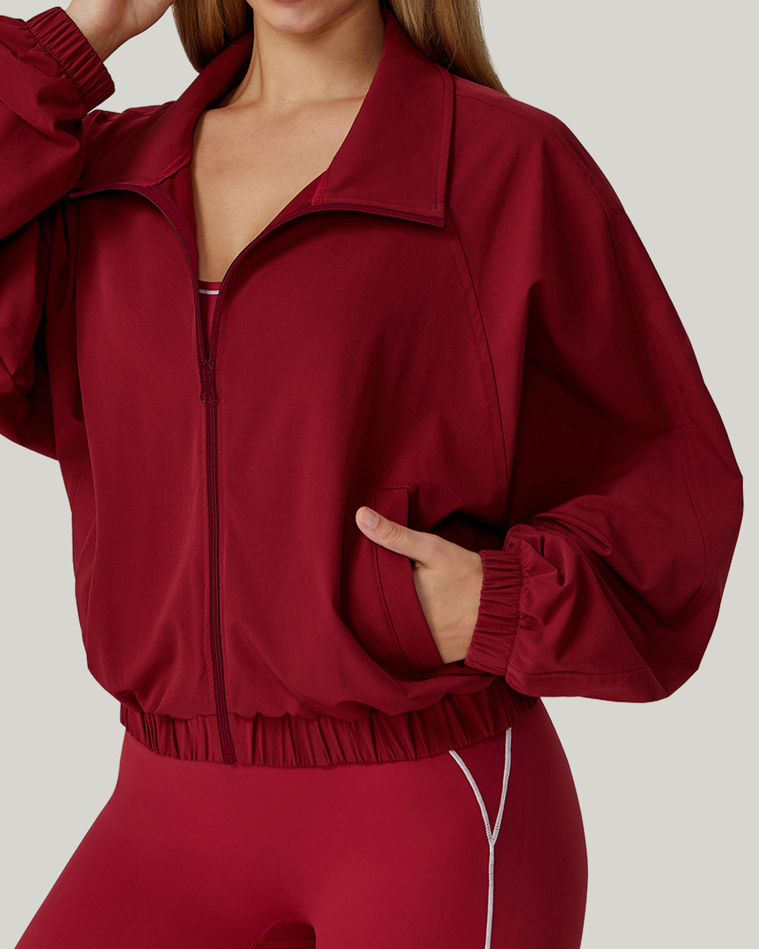 Windbreaker Zip Jacket Ruby