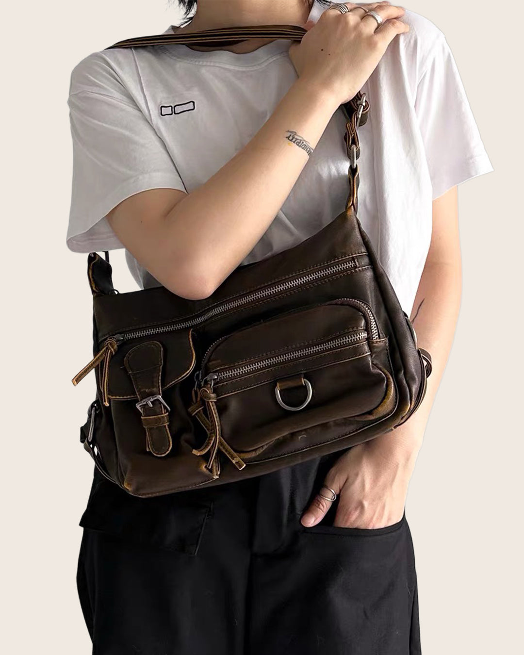 Y2K Washed Leather Bag